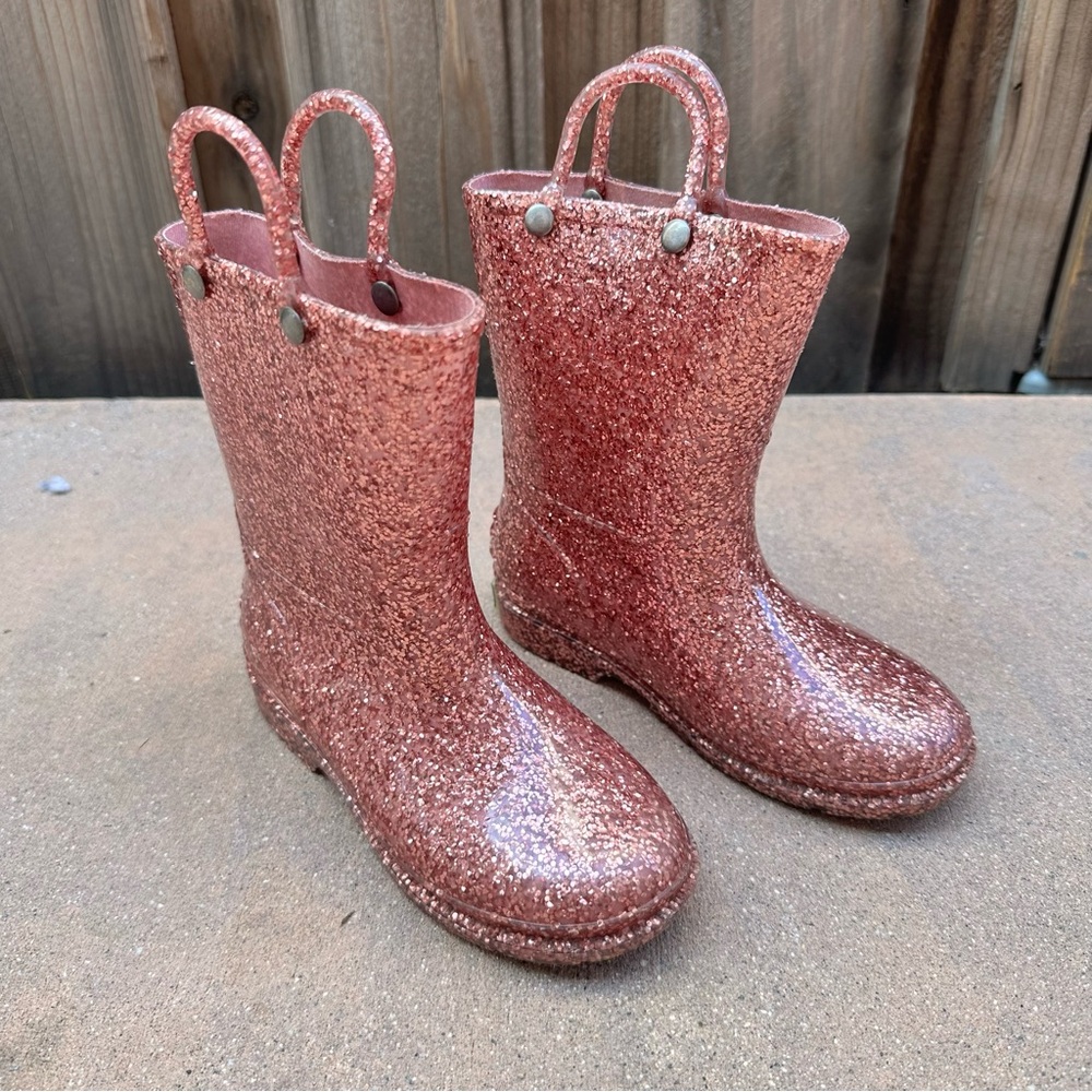 EUC pink glitter Western Chief rain boots